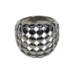 Inox Women's Polished Stainless Steel Ring with Open Textured Side
